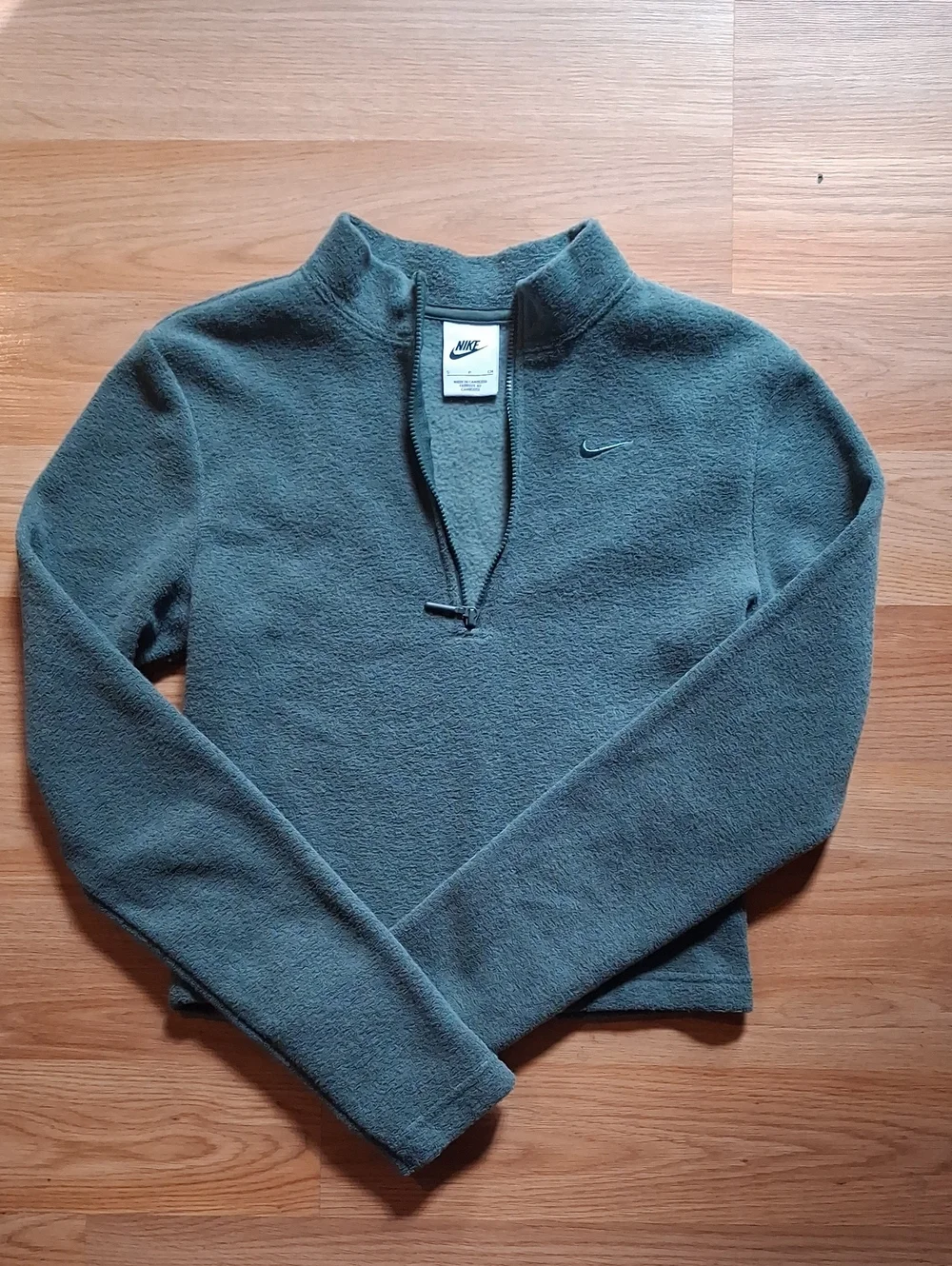 Nike Olive Green Half-Zip Fleece Sweatshirt